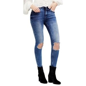 Free People High Rise Distressed Jeans